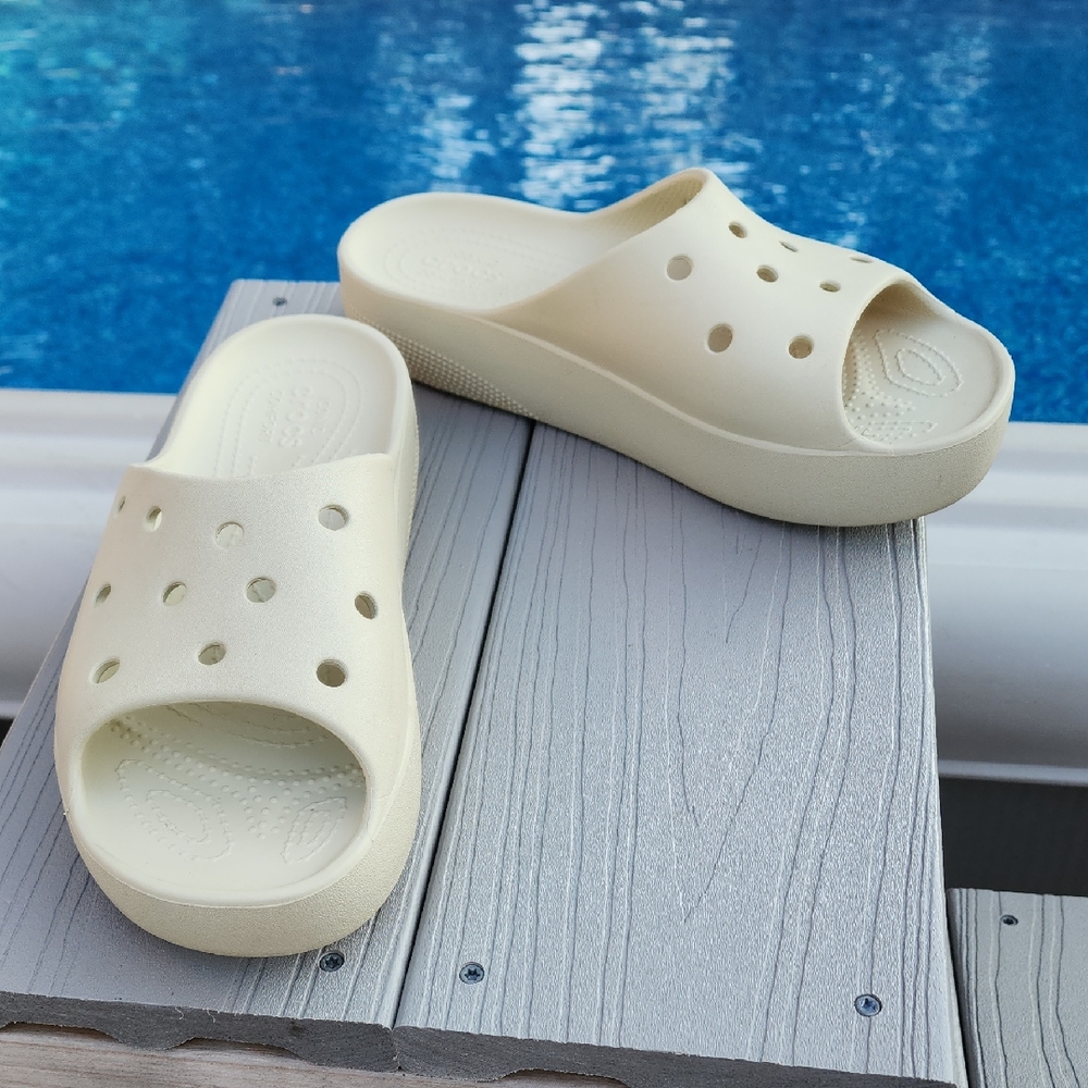 CROCS Cream Mules & Clogs